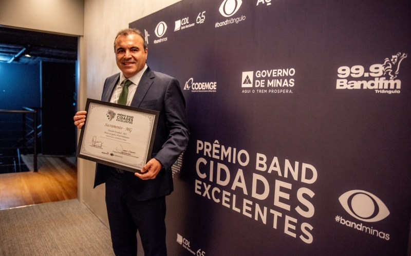 Sacramento é campeã mineira no Prêmio Band Cidades Excelentes em Infraestrutura e Mobilidade Urbana